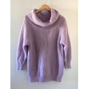 Vintage Lavender Purple Mohair Blend Cowl Neck Oversized Knit Sweater size small